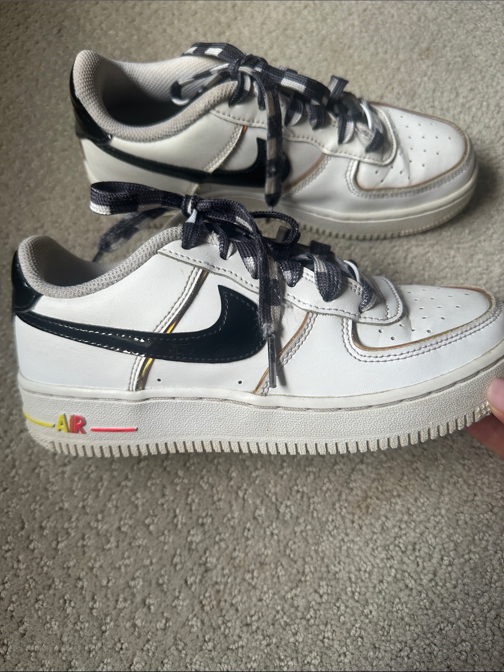 Youth Nike White and Black AF1 '07 Fresh Shoes